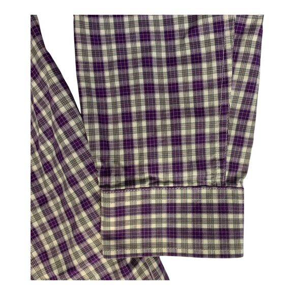 Cinch Shirt Mens Medium Purple White Plaid Button Down Cowboy Western Rodeo - Picture 4 of 16